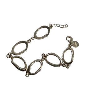 Sterling Silver 925 Oval Loop Chain Bracelet 8.5" Long